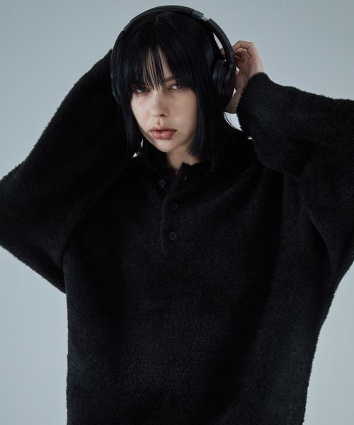 VELNUS（ベルナス）の「【VELNUS】Loose silhouette volume sleeve shaggy knit polo shirt/ルーズシルエットボリュームスリーブシャギーニットポロシャツ（ニット/セーター・メンズ・ブルー/ブラック・S/M/L）」の21枚目の写真