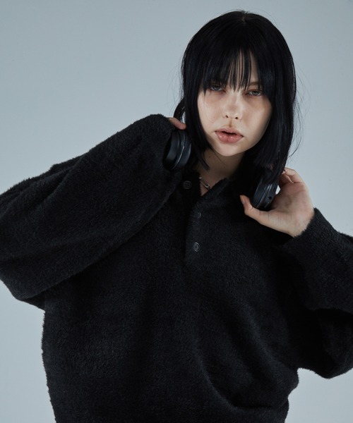 VELNUS（ベルナス）の「【VELNUS】Loose silhouette volume sleeve shaggy knit polo shirt/ルーズシルエットボリュームスリーブシャギーニットポロシャツ（ニット/セーター・メンズ・ブルー/ブラック・S/M/L）」の22枚目の写真