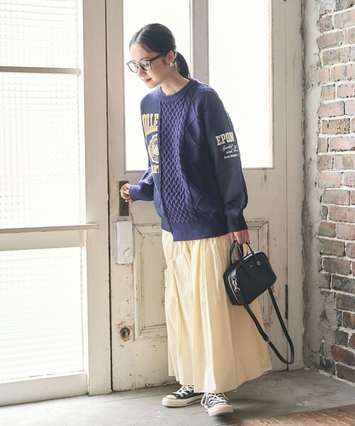 FREAK'S STORE（フリークスストア）の「ギャザーリボンスカート/フレアスカート（スカート・レディース・ブラック/オフホワイト/オリーブ・ﾌﾘ-）」の6枚目の写真