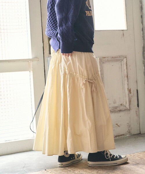 FREAK'S STORE（フリークスストア）の「ギャザーリボンスカート/フレアスカート（スカート・レディース・ブラック/オフホワイト/オリーブ・ﾌﾘ-）」の8枚目の写真