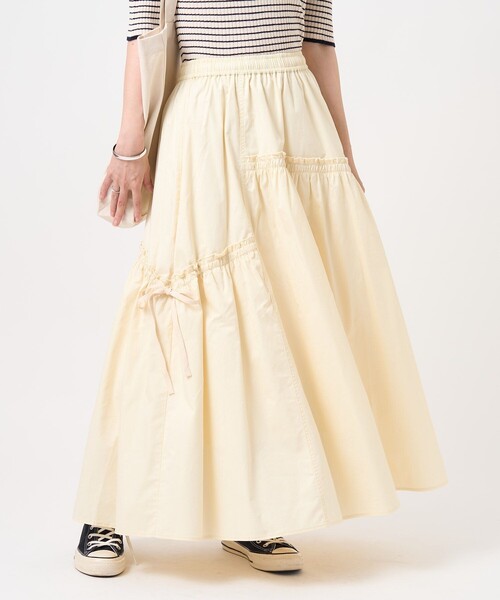 FREAK'S STORE（フリークスストア）の「ギャザーリボンスカート/フレアスカート（スカート・レディース・ブラック/オフホワイト/オリーブ・ﾌﾘ-）」の10枚目の写真