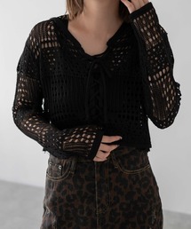 DISPARK/【2点セット】キャミSETカギ編みショートカーデ