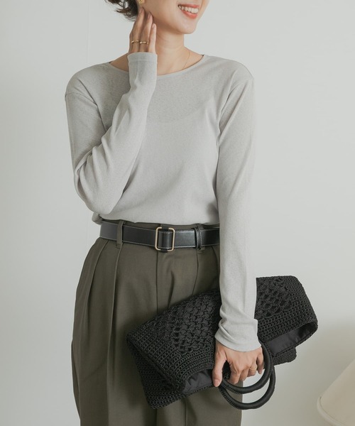 URBAN RESEARCH DOORS（アーバンリサーチドアーズ）の「ドライタッチテレコロングTシャツ（Tシャツ/カットソー・レディース・ベージュ系その他/アイボリー/グレー系その他・MEDIUM）」の3枚目の写真