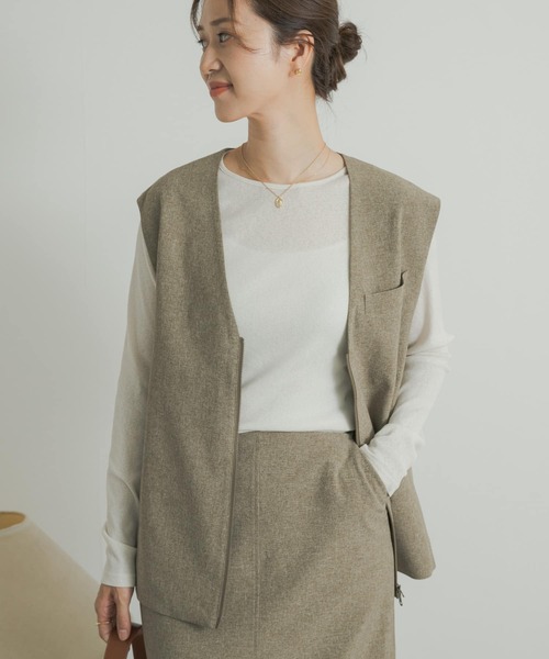 URBAN RESEARCH DOORS（アーバンリサーチドアーズ）の「ドライタッチテレコロングTシャツ（Tシャツ/カットソー・レディース・ベージュ系その他/アイボリー/グレー系その他・MEDIUM）」の6枚目の写真