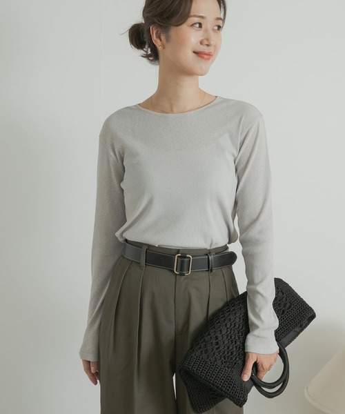 URBAN RESEARCH DOORS（アーバンリサーチドアーズ）の「ドライタッチテレコロングTシャツ（Tシャツ/カットソー・レディース・ベージュ系その他/アイボリー/グレー系その他・MEDIUM）」の15枚目の写真