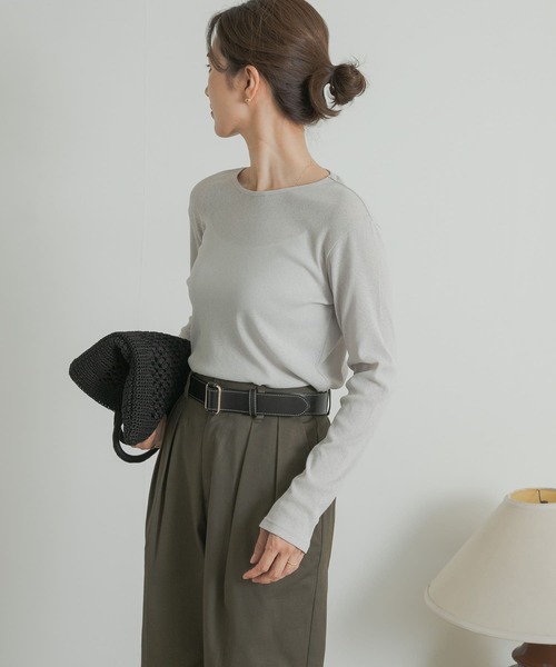 URBAN RESEARCH DOORS（アーバンリサーチドアーズ）の「ドライタッチテレコロングTシャツ（Tシャツ/カットソー・レディース・ベージュ系その他/アイボリー/グレー系その他・MEDIUM）」の16枚目の写真