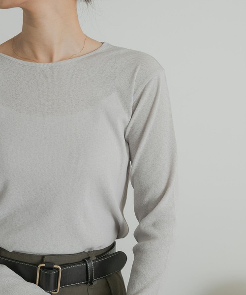 URBAN RESEARCH DOORS（アーバンリサーチドアーズ）の「ドライタッチテレコロングTシャツ（Tシャツ/カットソー・レディース・ベージュ系その他/アイボリー/グレー系その他・MEDIUM）」の20枚目の写真