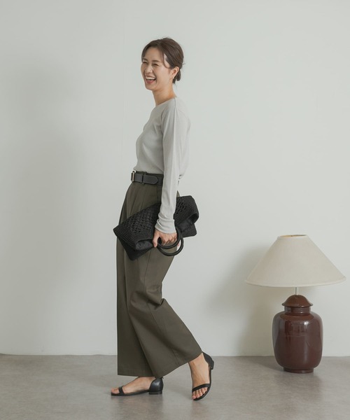 URBAN RESEARCH DOORS（アーバンリサーチドアーズ）の「ドライタッチテレコロングTシャツ（Tシャツ/カットソー・レディース・ベージュ系その他/アイボリー/グレー系その他・MEDIUM）」の22枚目の写真