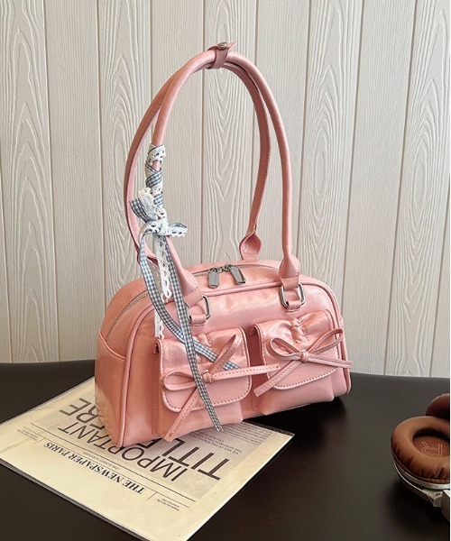 Y2K ダブルリボンデザイン ハンドバッグ ［ レーステープつきバッグ