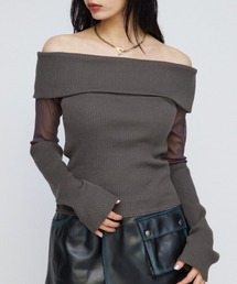 SHEER DOCKING OFF SHOULDER トップス