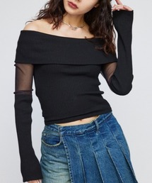 SHEER DOCKING OFF SHOULDER トップス