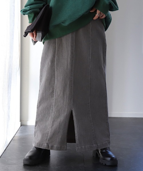 HUG.U(ハグユー)の「脚長デニムスカート(デニムスカート・レディース・インディゴブルー/ホワイト/グレー/ブラック・M/L/XL)」の14枚目の写真