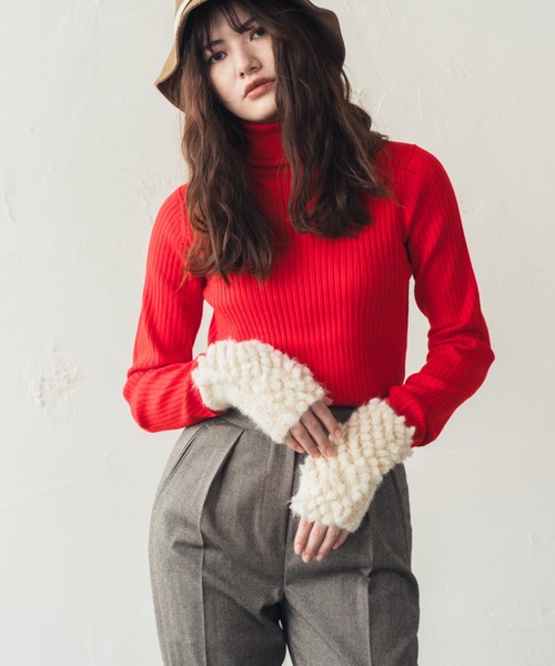 ORIENT MILLINERY(オリエント ミリナリー)の「≪HAND KNIT≫ PIGMO KNIT ARM WARMERS(アームカバー・レディース・ブルー/オレンジ/ベージュ/アイボリー/チャコールグレー・FREE)」の6枚目の写真