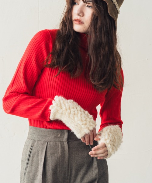 ORIENT MILLINERY(オリエント ミリナリー)の「≪HAND KNIT≫ PIGMO KNIT ARM WARMERS(アームカバー・レディース・ブルー/オレンジ/ベージュ/アイボリー/チャコールグレー・FREE)」の7枚目の写真