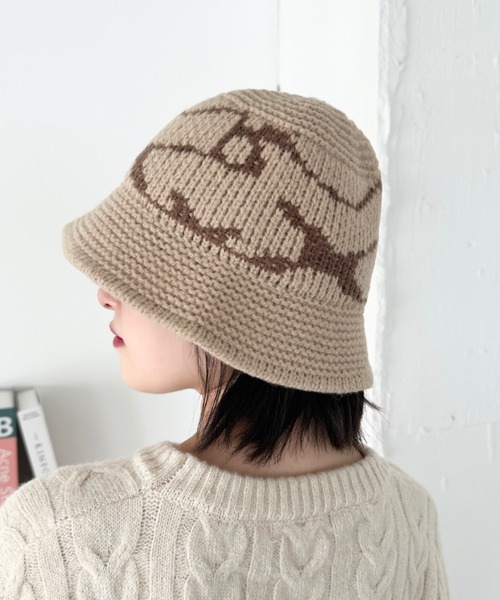 CLEA(クレア)の「モチーフデザインニットバケットハット(ハット・レディース・アイボリー/ブラウン/ベージュ/ブラック・FREE)」の4枚目の写真