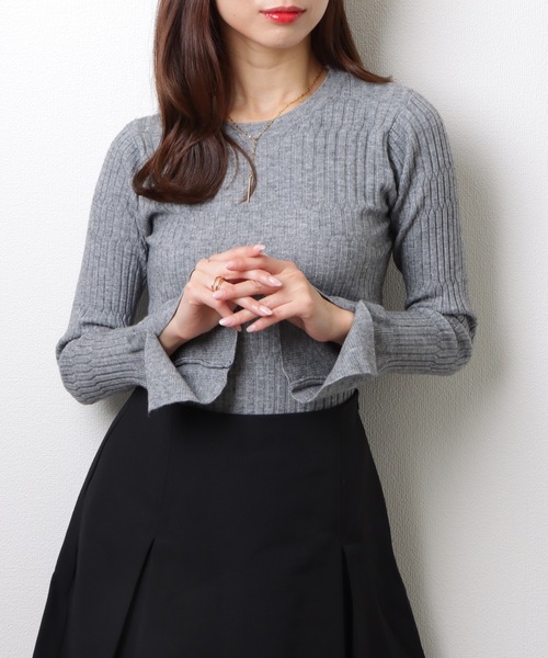 Lace Ladies(レースレディース)の「ヘキサゴン クルーネック 長袖 ニット プルオーバー(ニット/セーター・レディース・ブラック/ネイビー/ベージュ/グレー・FREE/S)」の13枚目の写真