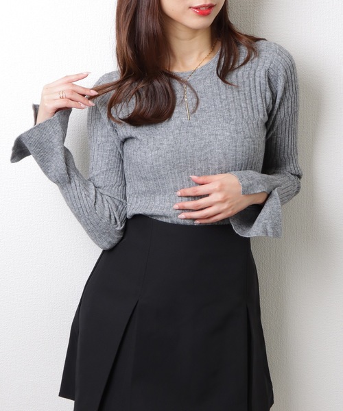 Lace Ladies(レースレディース)の「ヘキサゴン クルーネック 長袖 ニット プルオーバー(ニット/セーター・レディース・ブラック/ネイビー/ベージュ/グレー・FREE/S)」の16枚目の写真