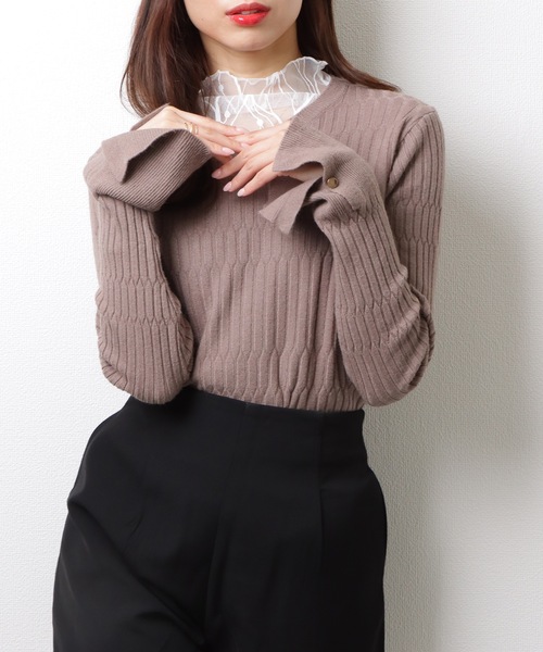 Lace Ladies(レースレディース)の「ヘキサゴン クルーネック 長袖 ニット プルオーバー(ニット/セーター・レディース・ブラック/ネイビー/ベージュ/グレー・FREE/S)」の18枚目の写真