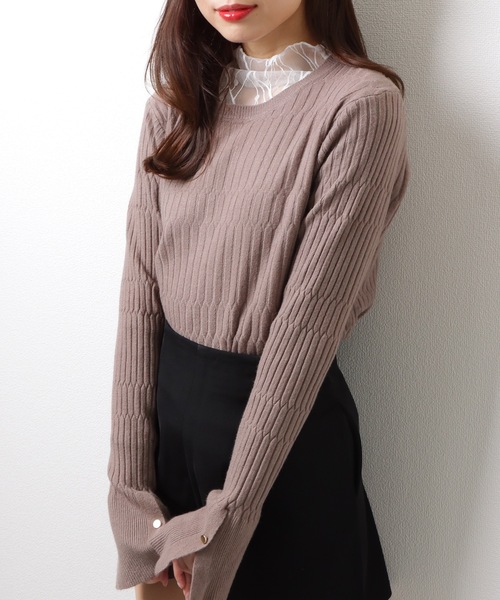 Lace Ladies(レースレディース)の「ヘキサゴン クルーネック 長袖 ニット プルオーバー(ニット/セーター・レディース・ブラック/ネイビー/ベージュ/グレー・FREE/S)」の20枚目の写真