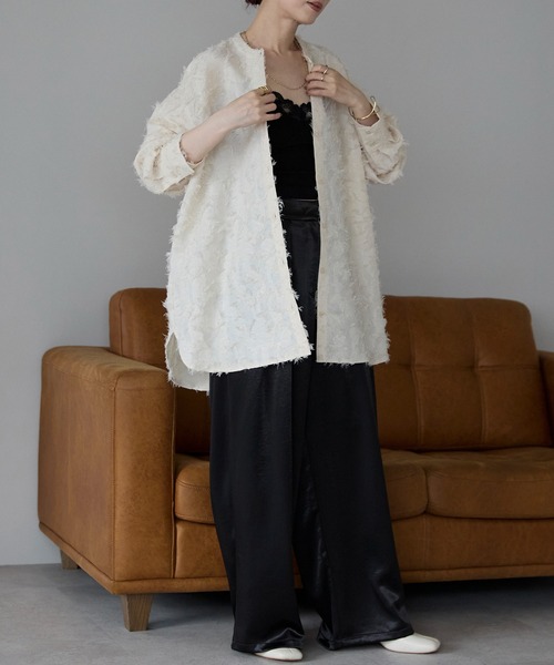 ＆HALF（アンドハーフ）の「ノーカラーフリンジオーバーブラウス(シャツ/高身長/低身長）（シャツ/ブラウス・レディース・ピンク/ブラック/オフホワイト/ホワイト/ミント・FREE/S）」の22枚目の写真