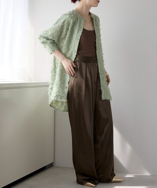 ＆HALF（アンドハーフ）の「ノーカラーフリンジオーバーブラウス(シャツ/高身長/低身長）（シャツ/ブラウス・レディース・ピンク/ブラック/オフホワイト/ホワイト/ミント・FREE/S）」の14枚目の写真