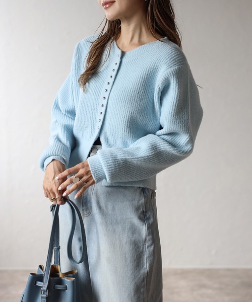 Bonjour Sagan（ボンジュールサガン）の「スリットヘムフェザーカーディガン（カーディガン/ボレロ・レディース・レッド/アイボリー/ブラック/ライトブルー・FREE）」の20枚目の写真