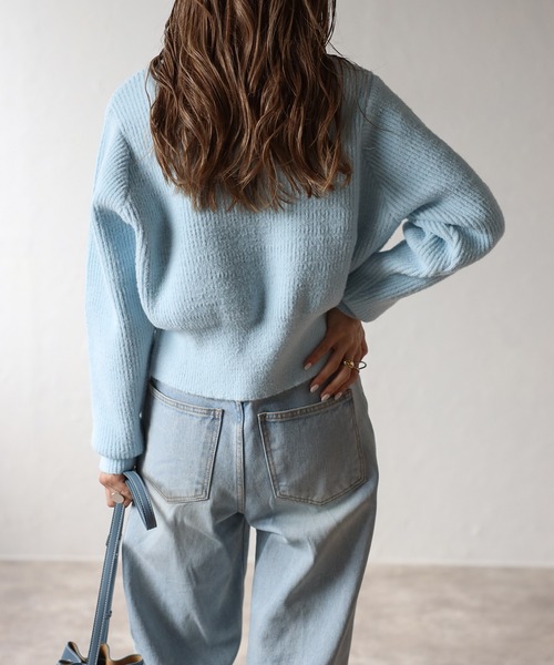 Bonjour Sagan（ボンジュールサガン）の「スリットヘムフェザーカーディガン（カーディガン/ボレロ・レディース・レッド/アイボリー/ブラック/ライトブルー・FREE）」の22枚目の写真