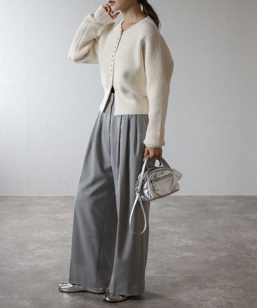 Bonjour Sagan（ボンジュールサガン）の「スリットヘムフェザーカーディガン（カーディガン/ボレロ・レディース・レッド/アイボリー/ブラック/ライトブルー・FREE）」の7枚目の写真