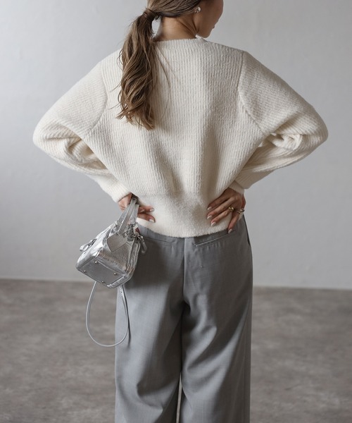 Bonjour Sagan（ボンジュールサガン）の「スリットヘムフェザーカーディガン（カーディガン/ボレロ・レディース・レッド/アイボリー/ブラック/ライトブルー・FREE）」の8枚目の写真