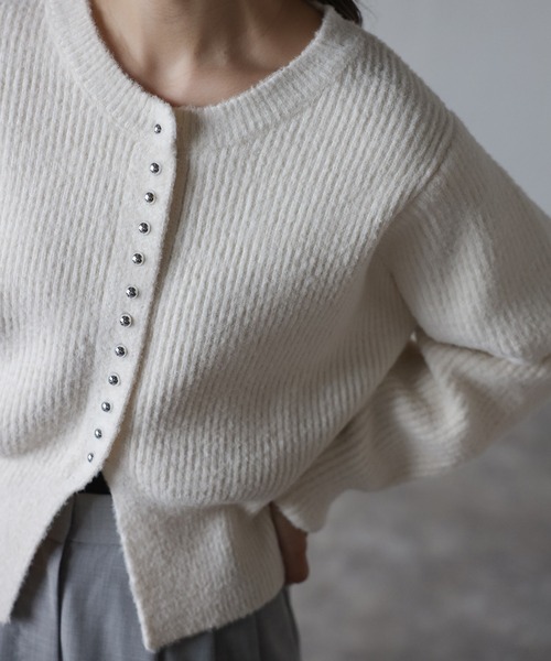 Bonjour Sagan（ボンジュールサガン）の「スリットヘムフェザーカーディガン（カーディガン/ボレロ・レディース・レッド/アイボリー/ブラック/ライトブルー・FREE）」の10枚目の写真