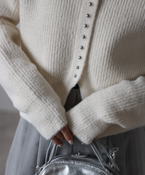 Bonjour Sagan（ボンジュールサガン）の「スリットヘムフェザーカーディガン（カーディガン/ボレロ・レディース・レッド/アイボリー/ブラック/ライトブルー・FREE）」の11枚目の写真