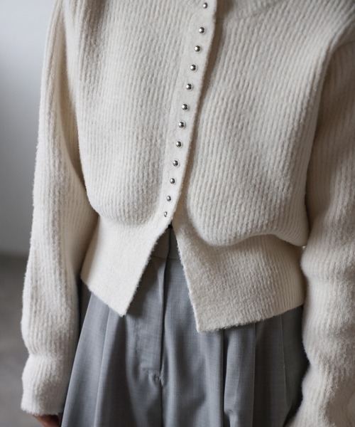 Bonjour Sagan（ボンジュールサガン）の「スリットヘムフェザーカーディガン（カーディガン/ボレロ・レディース・レッド/アイボリー/ブラック/ライトブルー・FREE）」の12枚目の写真