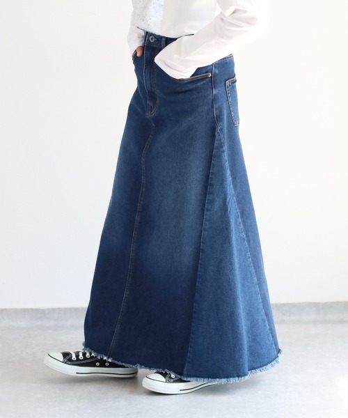 cepo（セポ）の「〈セットアップ可能〉リメイクデニムフレアースカート（デニムスカート・レディース・ブラック/ブルー系1・S/M/L）」の13枚目の写真