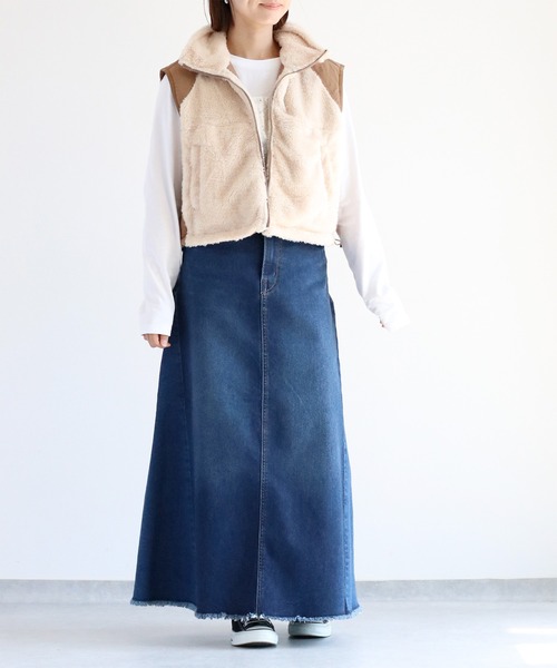 cepo（セポ）の「〈セットアップ可能〉リメイクデニムフレアースカート（デニムスカート・レディース・ブラック/ブルー系1・S/M/L）」の9枚目の写真