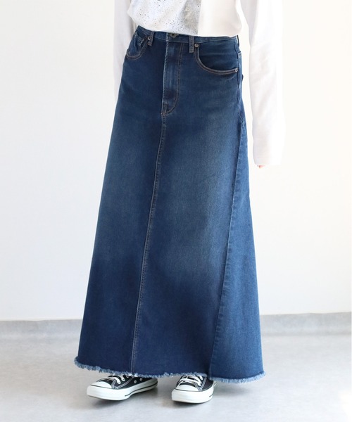 セール】〈セットアップ可能〉リメイクデニムフレアースカート