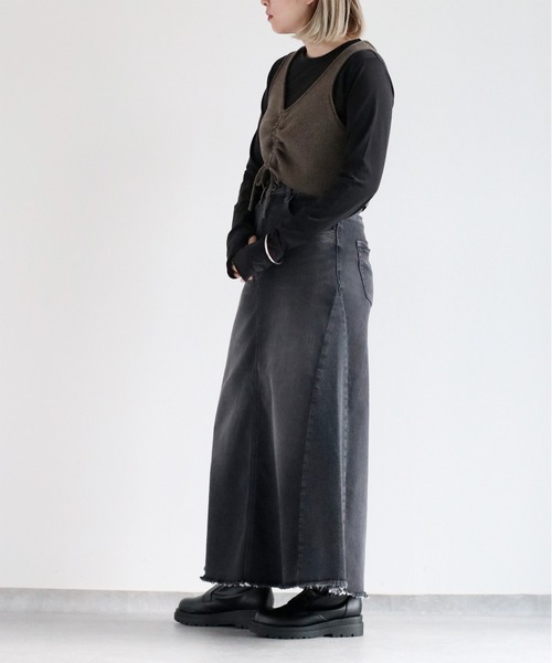 cepo（セポ）の「〈セットアップ可能〉リメイクデニムフレアースカート（デニムスカート・レディース・ブラック/ブルー系1・S/M/L）」の20枚目の写真