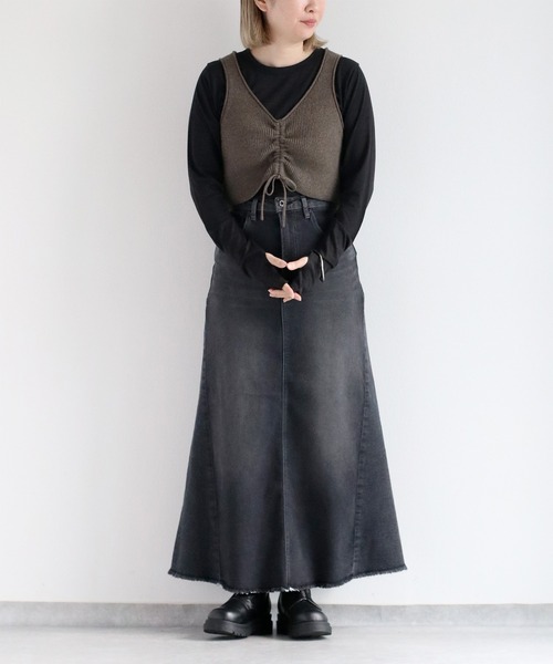 cepo（セポ）の「〈セットアップ可能〉リメイクデニムフレアースカート（デニムスカート・レディース・ブラック/ブルー系1・S/M/L）」の16枚目の写真