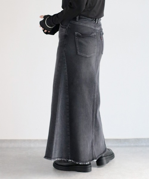 cepo（セポ）の「〈セットアップ可能〉リメイクデニムフレアースカート（デニムスカート・レディース・ブラック/ブルー系1・S/M/L）」の3枚目の写真