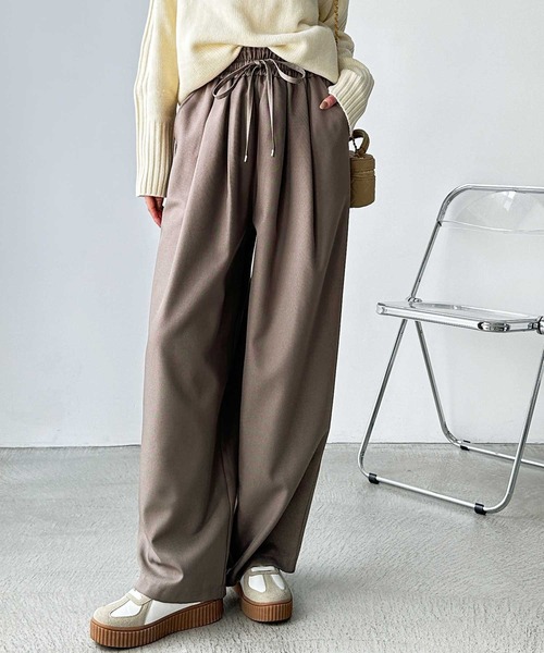 GeeRA（ジーラ）の「【S～3Lサイズ展開】上品見え！ウールライクダブルタックワイドイージーパンツ（その他パンツ・レディース・チャコール/モカ/ブラック・XX-LARGE/LARGE/X-LARGE/MEDIUM/SMALL）」の18枚目の写真