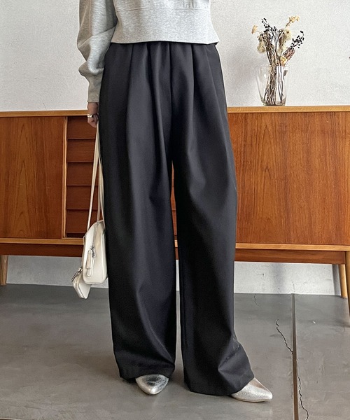 セール】【S～3Lサイズ展開】上品見え！ウールライクダブルタック