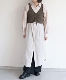 cepo | 〈セットアイテム〉ニットビスチェ&シャツワンピース アンサンブル(シャツワンピース)