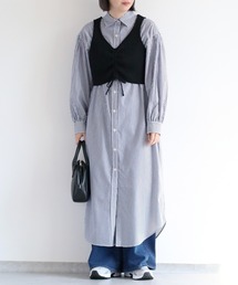cepo | 〈セットアイテム〉ニットビスチェ&シャツワンピース アンサンブル(シャツワンピース)