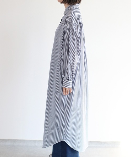 cepo(セポ)の「〈セットアイテム〉ニットビスチェ&シャツワンピース アンサンブル(シャツワンピース・レディース・ベージュ/ネイビー・M)」の5枚目の写真