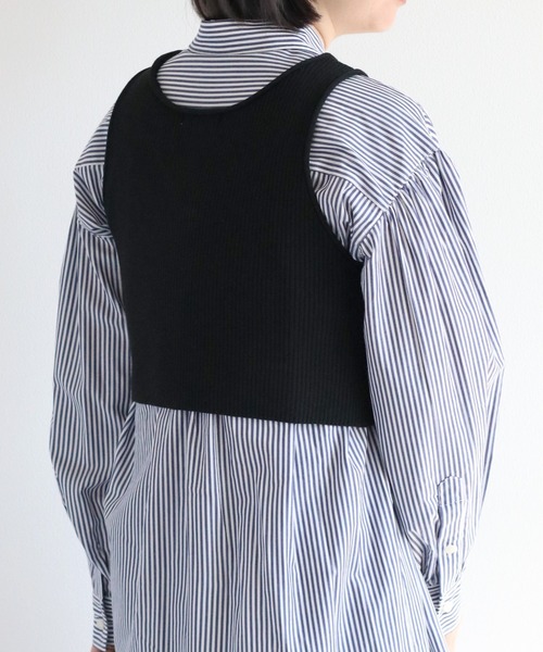 cepo(セポ)の「〈セットアイテム〉ニットビスチェ&シャツワンピース アンサンブル(シャツワンピース・レディース・ベージュ/ネイビー・M)」の12枚目の写真