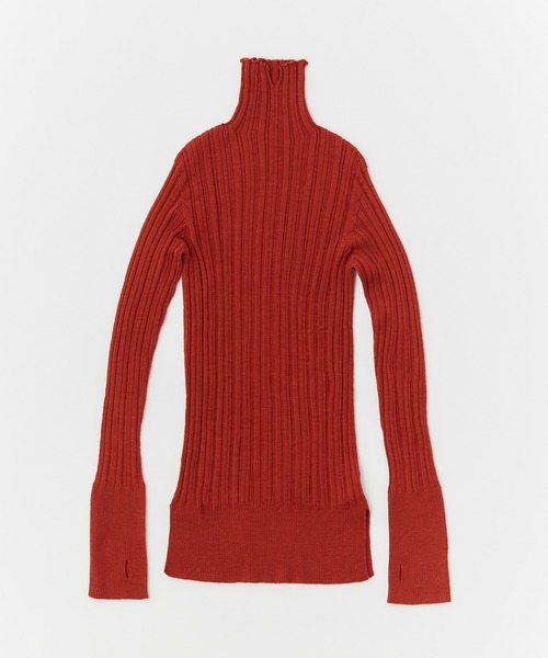 UNFIL（アンフィル）の「unfil アンフィル / royal baby alpaca random ribbed-knit high-neck sweater ロイヤルベビーアルパカランダムリブニットハイネックセーター / WFFL-UW106（ニット/セーター・レディース・ライトグリーン/レッド/アイボリー/ミックスグレー/ベビーピンク・1）」の5枚目の写真