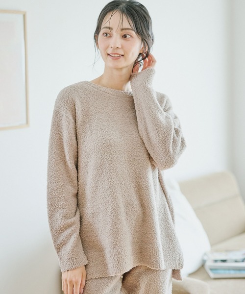 cross marche（クロスマルシェ）の「【LAFUKU/ラフク】もちふわマシュマロニットトップス/ルームウェア（上下別売り）（ルームウェア/パジャマ・レディース・ピンク/インディゴブルー/ベージュ/ライトグレー/グレー/モカ/チャコール/キャメル/ネイビー・L/M/LL/3L/S）」の8枚目の写真