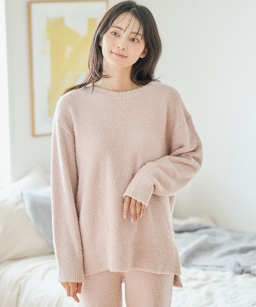 cross marche（クロスマルシェ）の「【LAFUKU/ラフク】もちふわマシュマロニットトップス/ルームウェア（上下別売り）（ルームウェア/パジャマ・レディース・ピンク/インディゴブルー/ベージュ/ライトグレー/グレー/モカ/チャコール/キャメル/ネイビー・L/M/LL/3L/S）」の9枚目の写真