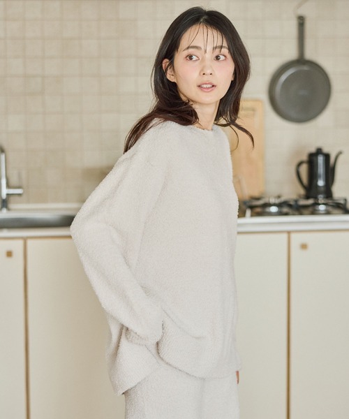 cross marche（クロスマルシェ）の「【LAFUKU/ラフク】もちふわマシュマロニットトップス/ルームウェア（上下別売り）（ルームウェア/パジャマ・レディース・ピンク/インディゴブルー/ベージュ/ライトグレー/グレー/モカ/チャコール/キャメル/ネイビー・L/M/LL/3L/S）」の17枚目の写真