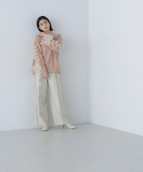 NATURAL BEAUTY BASIC（ナチュラルビューティーベーシック）の「◇レースアップリボンスリーブニット（ニット/セーター・レディース・チャコールグレー/ベージュ/ラベンダー・FREE）」の14枚目の写真