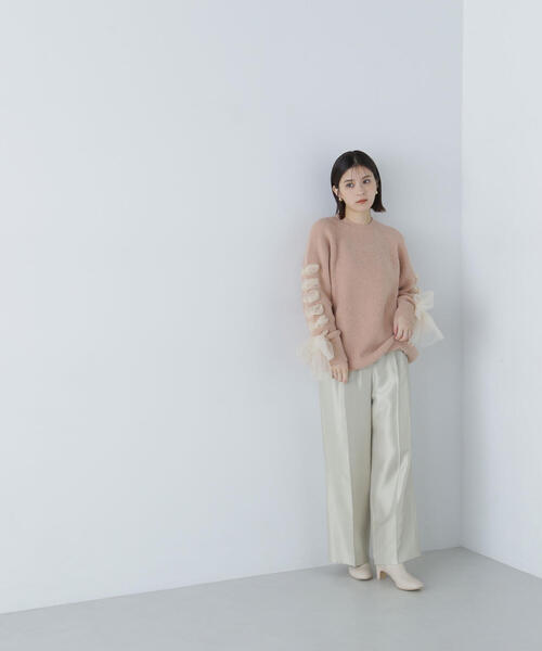 NATURAL BEAUTY BASIC（ナチュラルビューティーベーシック）の「◇レースアップリボンスリーブニット（ニット/セーター・レディース・チャコールグレー/ベージュ/ラベンダー・FREE）」の16枚目の写真